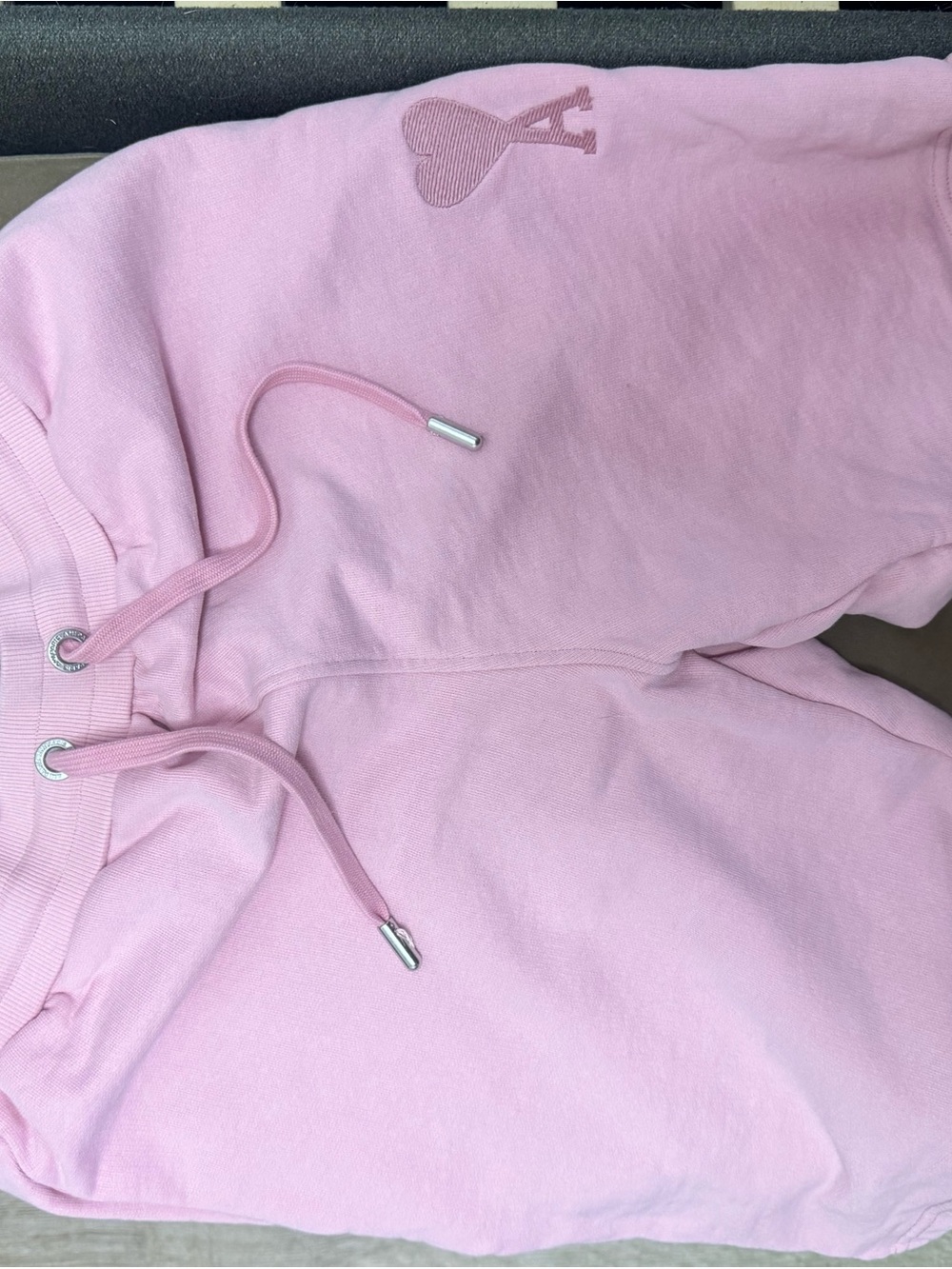 Ami Alexandre Mattiussi Light Pink Knit Shorts with Heart Detail